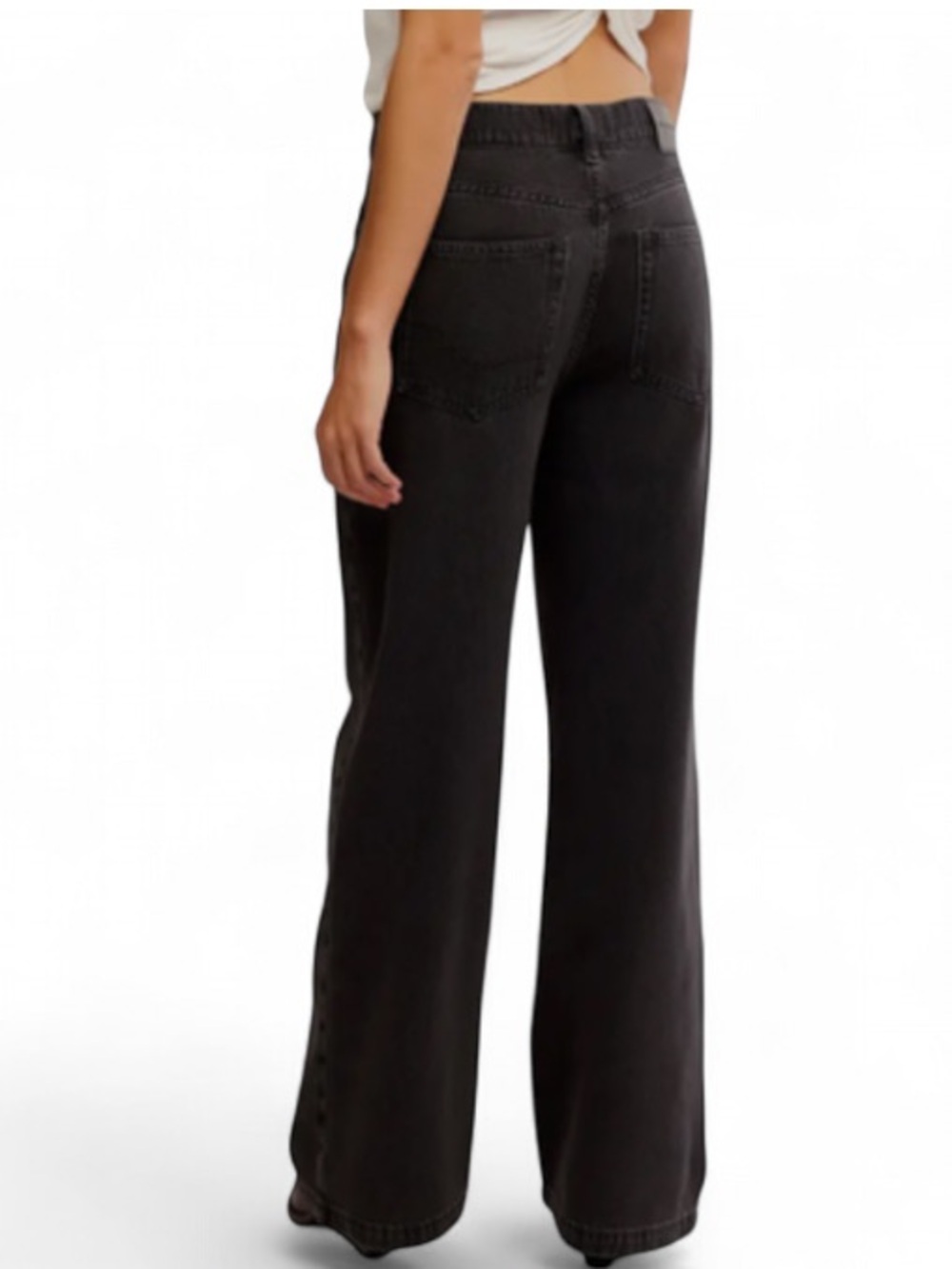 Free People We The Free Stride High Waist Wide Leg Jeans Black NWOT - Picture 3 of 6